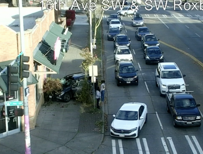 West Seattle Blog… | TRAFFIC ALERT: Car onto sidewalk at 16th/Roxbury